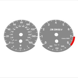BMW E90 E92 335i 160 MPH+km/h Gray - Standard - 3