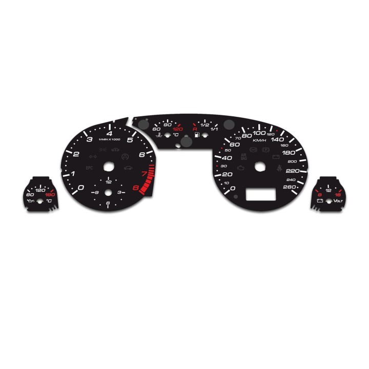 Audi A4 B5 Petrol KMH Black Gauge Faces